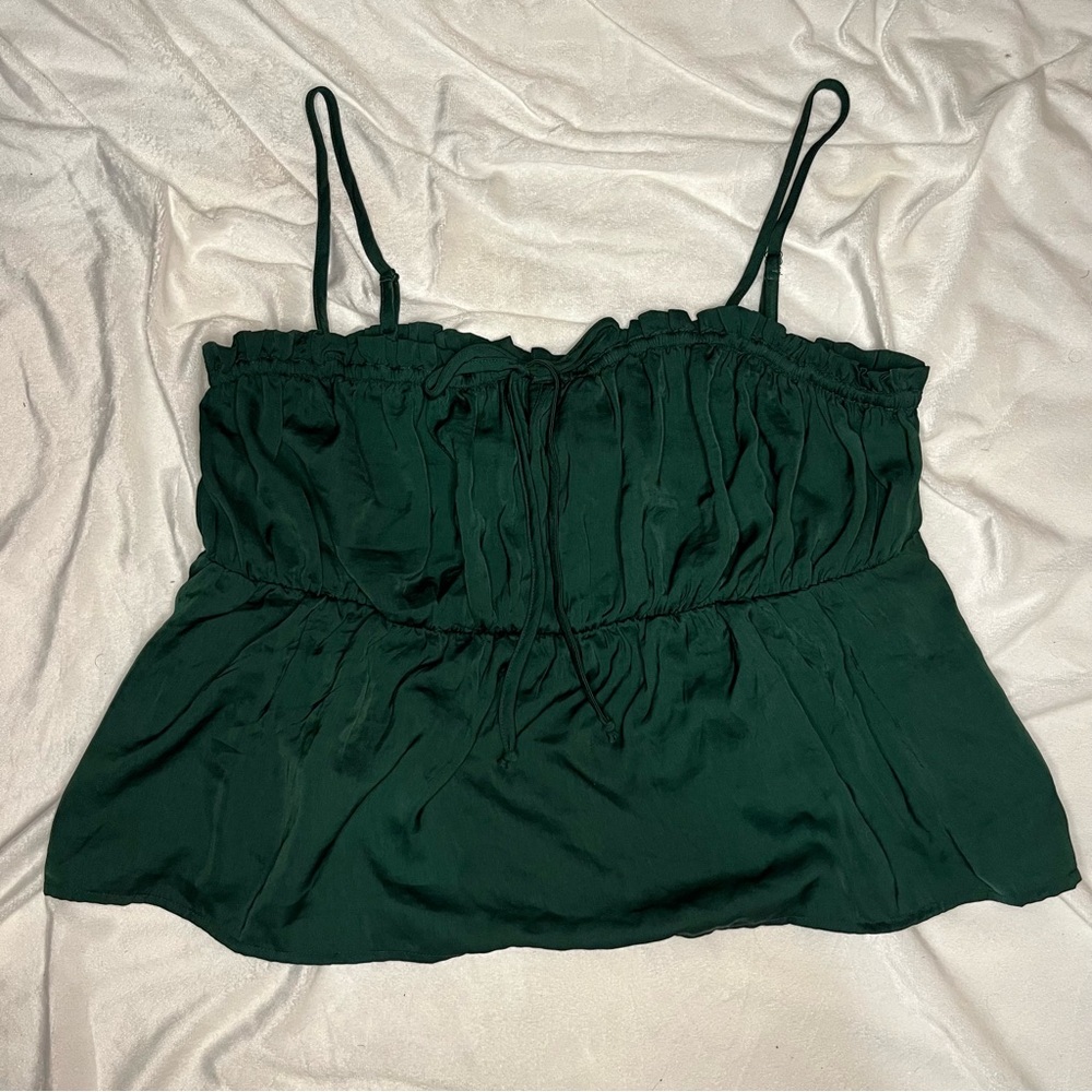 NWT American Eagle Silky Green Stretchy Cropped Top Sz XL